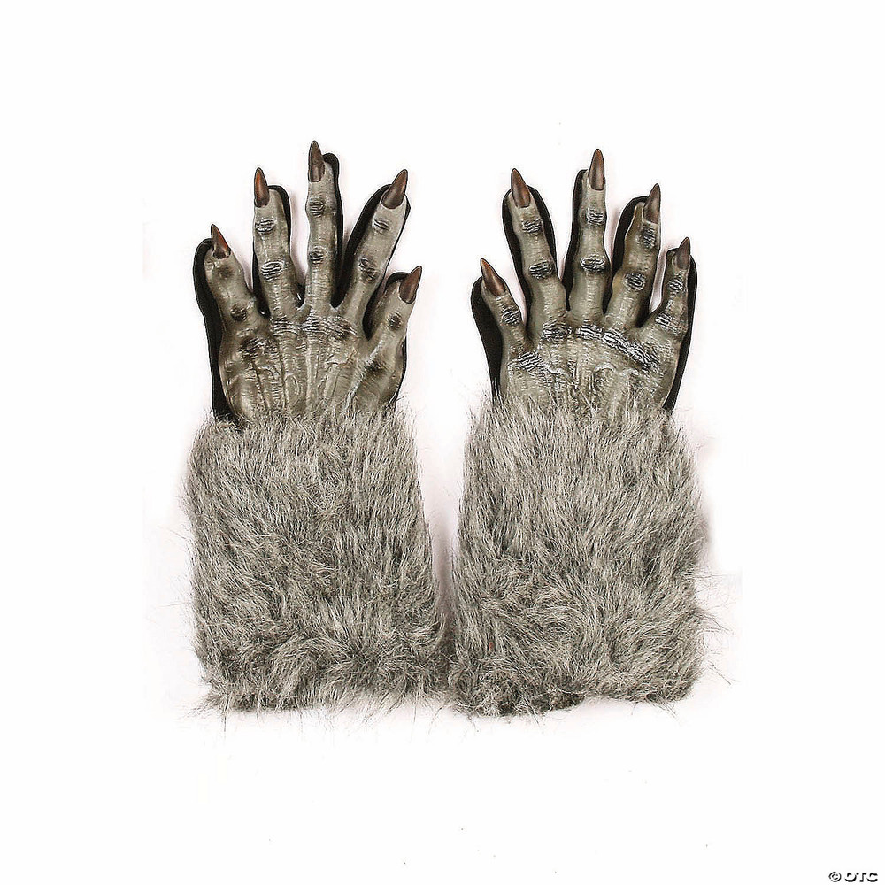Adults Gray Werewolf Gloves Costume Accessory