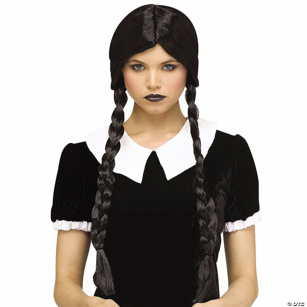 Adults Classic Braids with Bangs Black Wig
