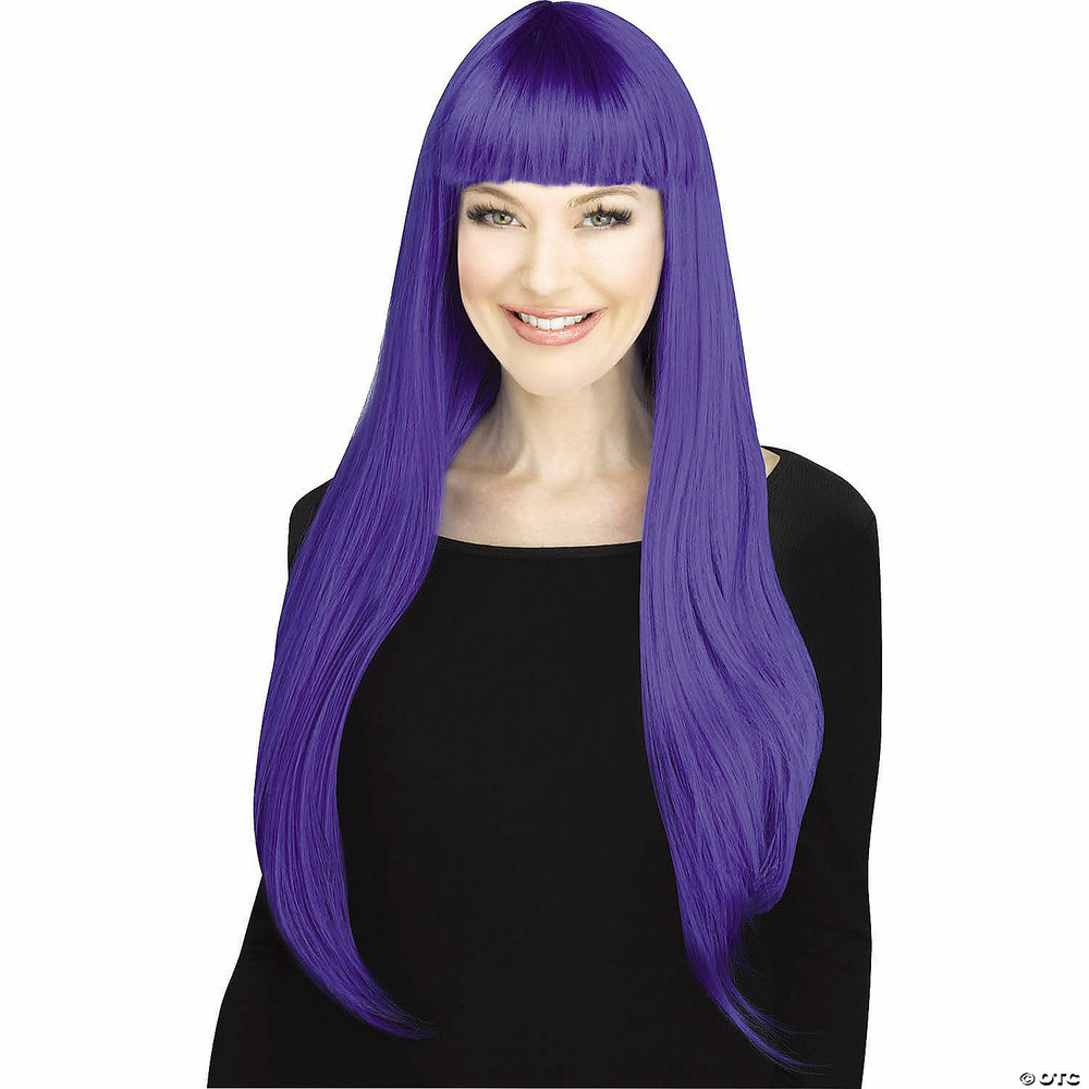 Adults Got You Babe Blue Long Hair with Bangs Wig