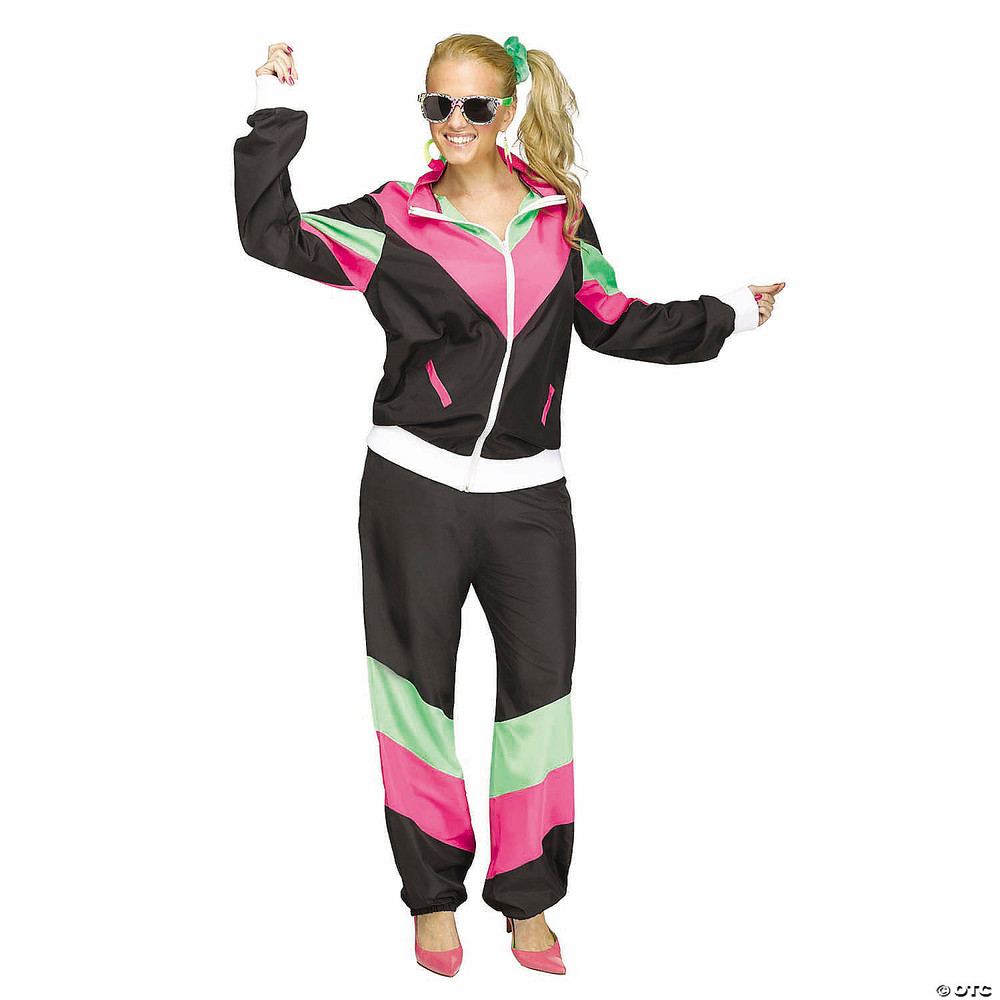 Women's Multicolor 80's Track Suit Costume
