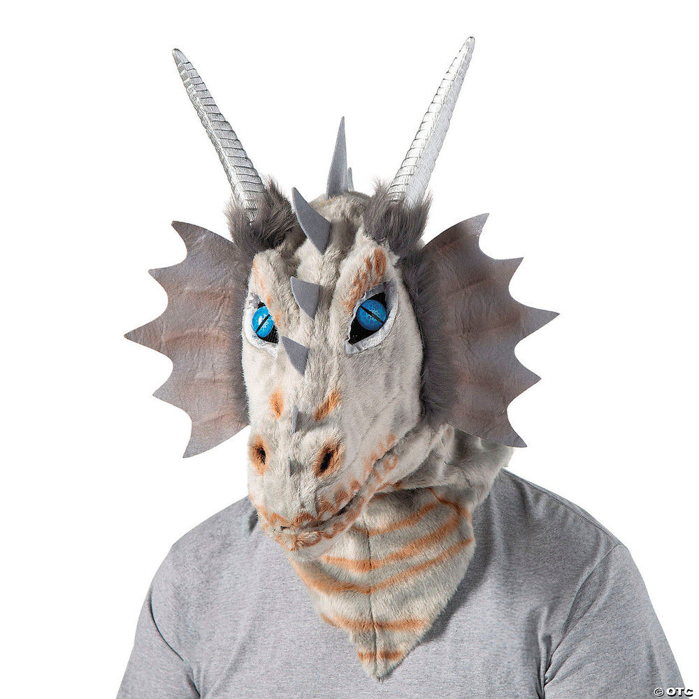 Adults Gray Dragon Moving Mouth Overhead Mask