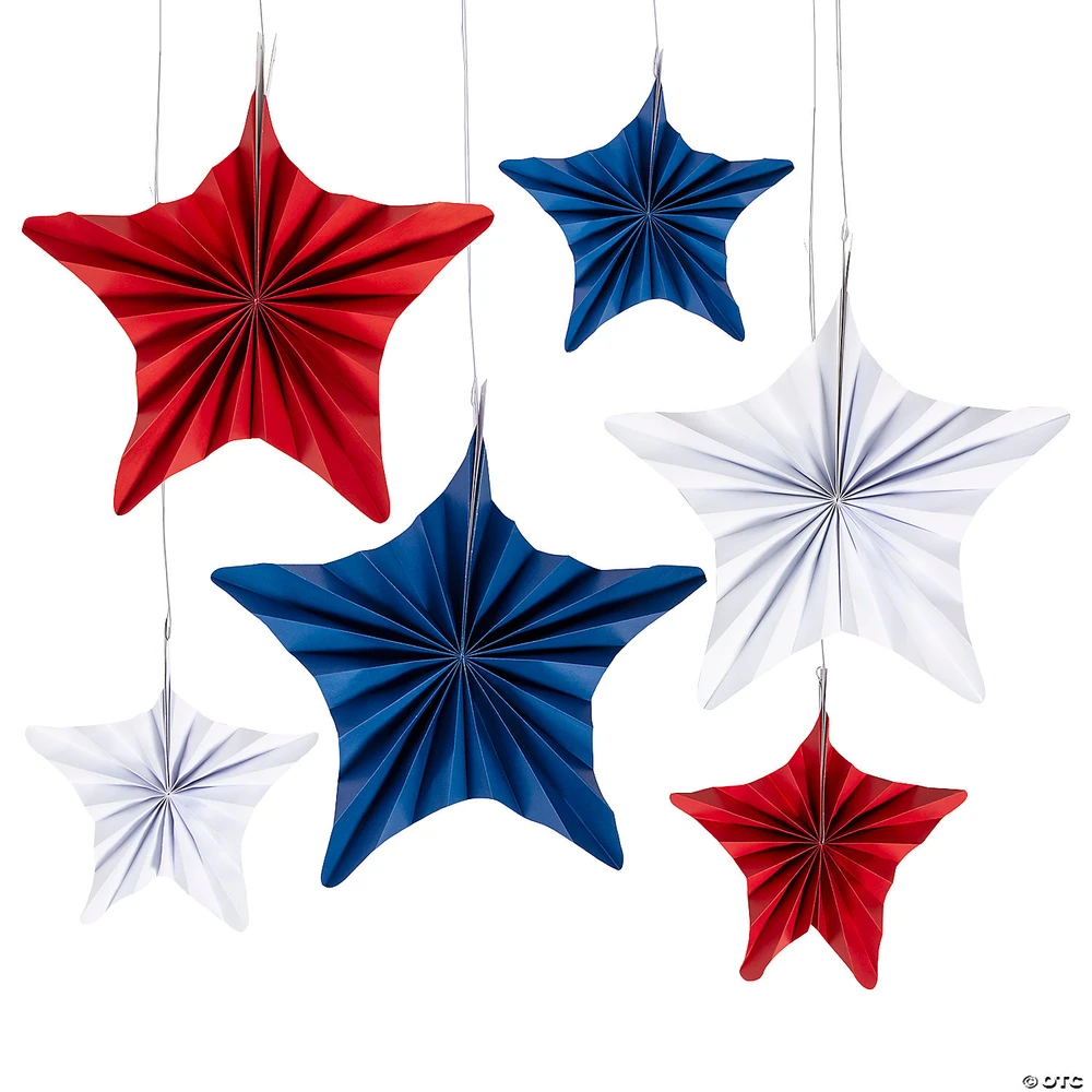 Patriotic Star Hanging Fans - 6 Pc.