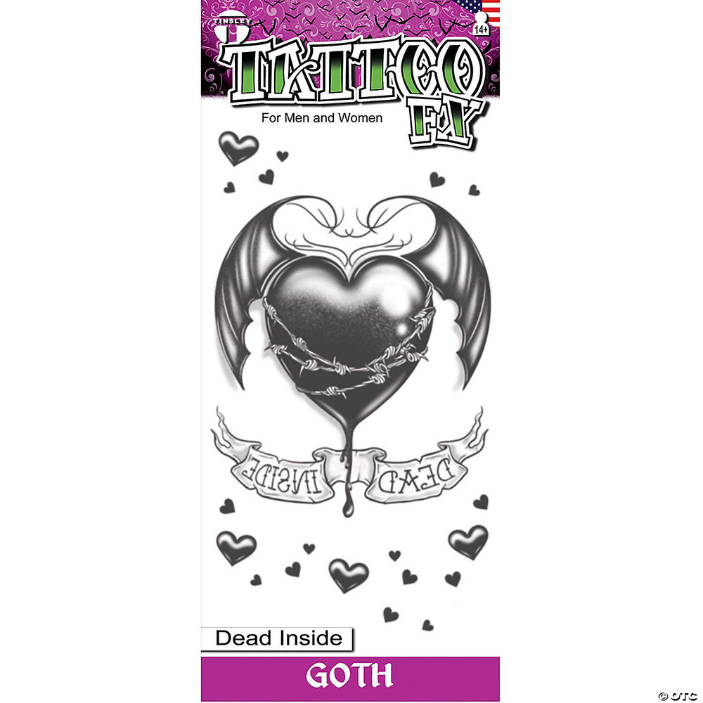 Tinsley Transfers Goth Dead Inside Temporary Tattoo