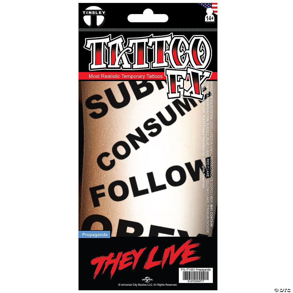 Tinsley Transfers They Live Propaganda Temporary Tattoo
