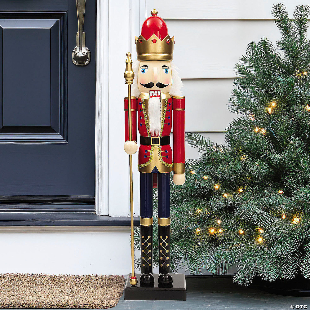 3 Ft. Large Classic Red Wood Holiday Nutcracker with Scepter