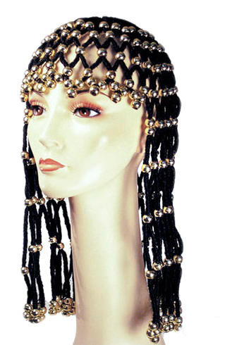 Lacey Cleopatra Headdress Costume Wig with Beads