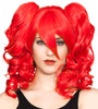 Enigma Bright Red Wig And Falls Pigtails Set