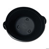 Black plastic cauldron-style bucket viewed from above, showing round interior with side handles, Halloween kettle design.