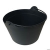 Black plastic Dutch kettle cauldron tub with arched handle and wide tapered body, shown empty on white background.