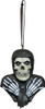 Misfits Fiend bust ornament with skull face, black hood, and skeleton hands, hanging from a black cord against white backg…