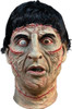 Latex full-head Frankenstein monster mask with stitched scars, mismatched zombie eyes, rotted teeth, and short black hair.