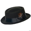 Adult's Black Pork Pie Hat with Feather
