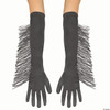 Adults Long Polyester Gloves with Black Fringe Costume Accessory