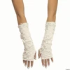 Adults White & Ivory Long Tattered Fingerless Sleevelets Costume Acesssory