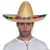 20" Adults Straw Sombrero with Multicolor Serape Trim