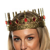 Adults Gold Plastic Crown with Red Faceted Gemstones