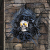 15 3/4" Black Wreath with Light-Up Skull & Sound