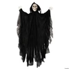 47 1/4" Animated Hanging Skeleton Reaper with Black Cloak Halloween Decoration