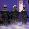 4 Ft. x 3 Ft. Light-Up Skull Pedestal Fence with Chains Halloween Decoration