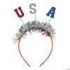 5 1/2" Patriotic Glitter-Letter USA Tinsel Head Boppers - 12 Pc.