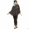 Adults Spiderweb Silver Glitter & Black Polyester Poncho