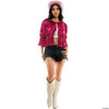 Adults Pink Short-Sleeved Tinsel Fringe Tie-Front Shirt Costume Accessory