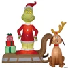 6 Ft. Airblown Inflatable Dr. Seuss How the Grinch Stole Christmas Grinch & Max with Sled Outdoor Yard Decoration