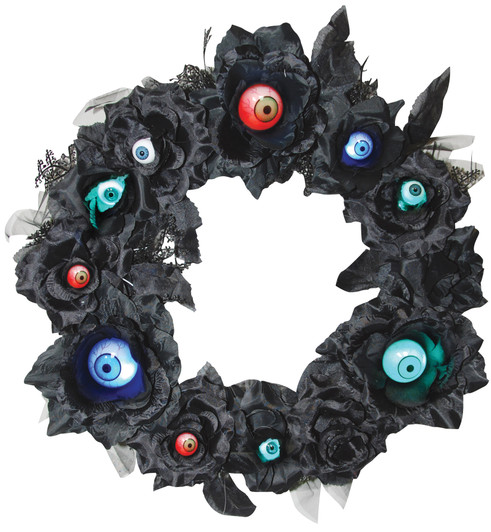 Sunstar 15" Black Wreath with Eyeballs