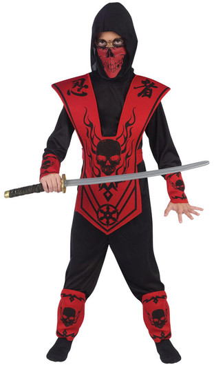 Fun World Fun World Red and Black Skull Ninja Child Costume