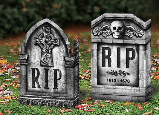 Photo-Realistic Tombstone Cross & Skull Set