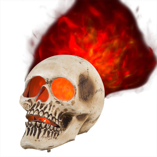 10" Blazing Scenes Natural Brushed Skull Fire & Ice