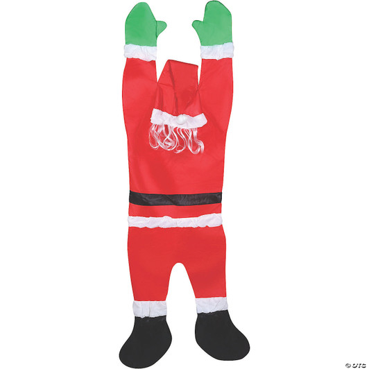 Santa Hanging from Gutter
