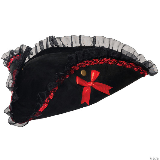 Adult's Black & Red Tricorne Hat
