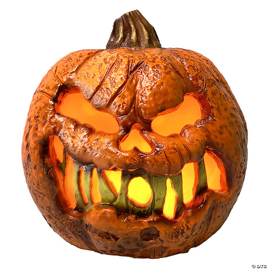 8 In Rotten Flaming Pumpkin W/Timer