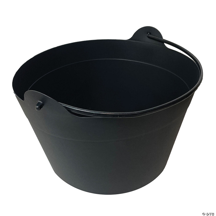 Black plastic Dutch kettle cauldron tub with arched handle and wide tapered body, shown empty on white background.
