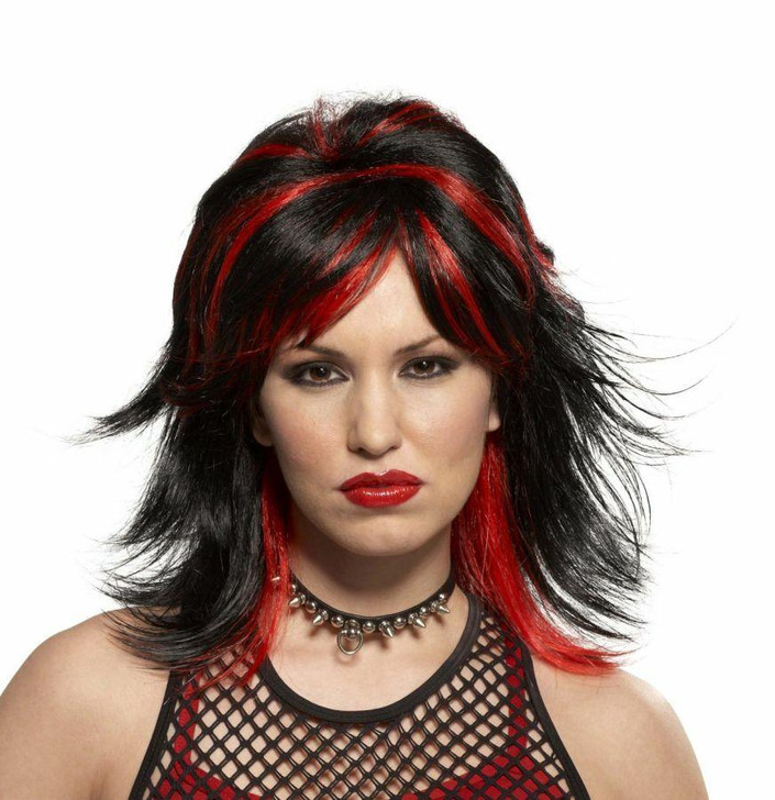 Seasonal Visions Seasonal Visions Rocker Unisex Black and Red Wig