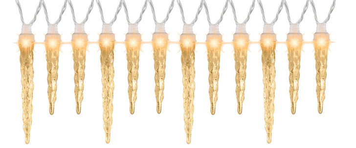 Synchronized White Icicle String Lights 12-Count