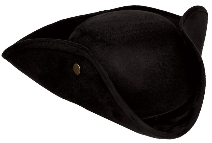 Underwraps Faux Suede Tri Corner Hat-Black