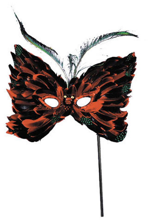 Rubies Womens Feather Mask with Stick - Assorted Colors