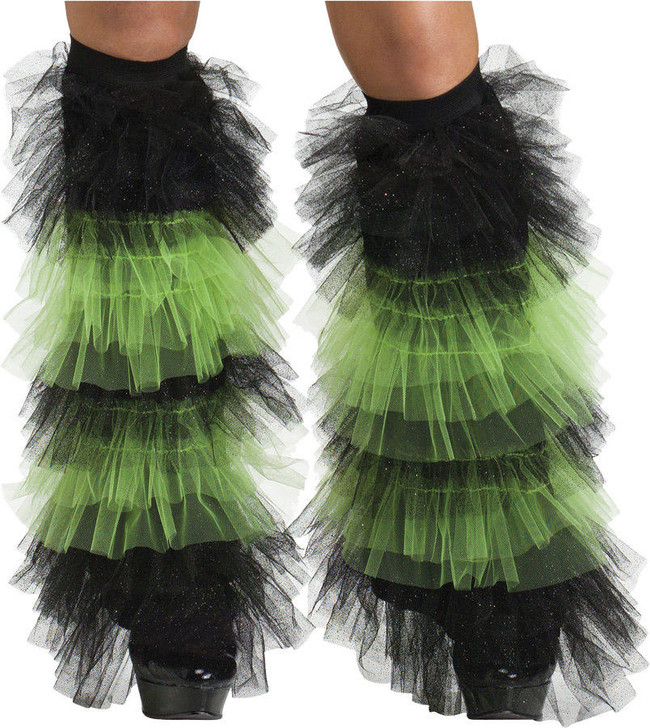 Fun World Boot Covers Tulle Ruffle - Black/Green