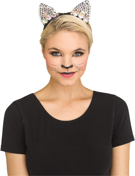 Fun World Jeweled Cat Ear - Black