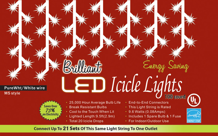 Golden Bay 100-Count C3 Holiday Lights - Icicle