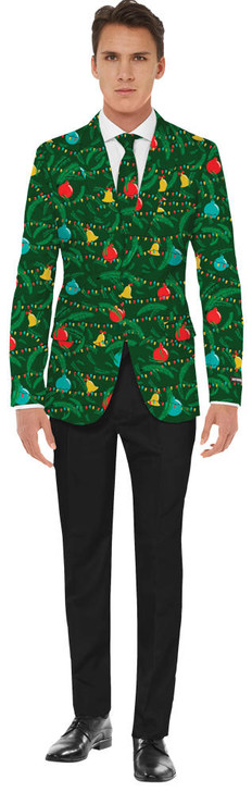 OppoSuits USA OppoSuits USA Mens Green Christmas Jacket and Tie