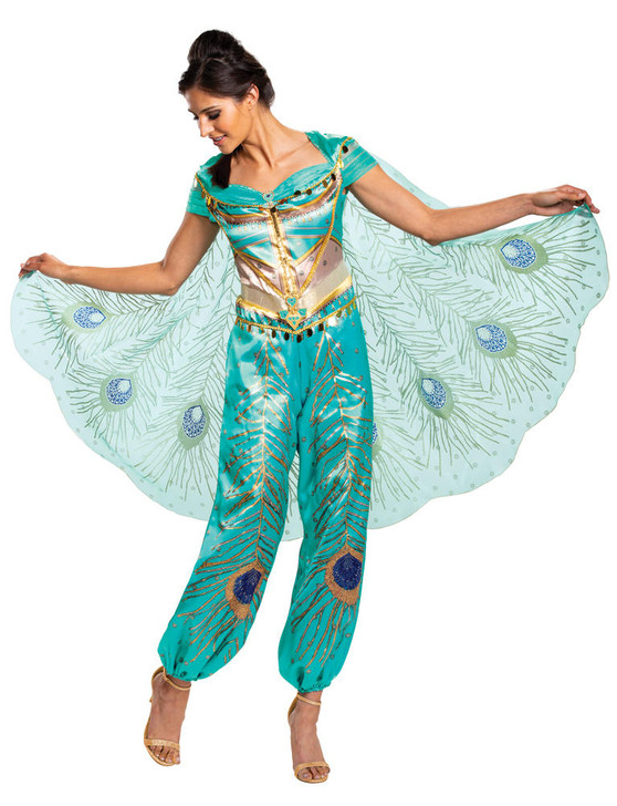 Disguise Womens Jasmine Teal Deluxe Costume - Aladdin Live Action
