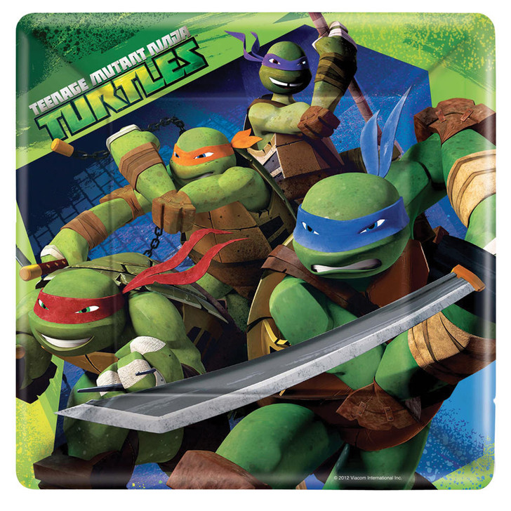 AmScan 9 Ninja Turtles Square Plates - Pack of 8