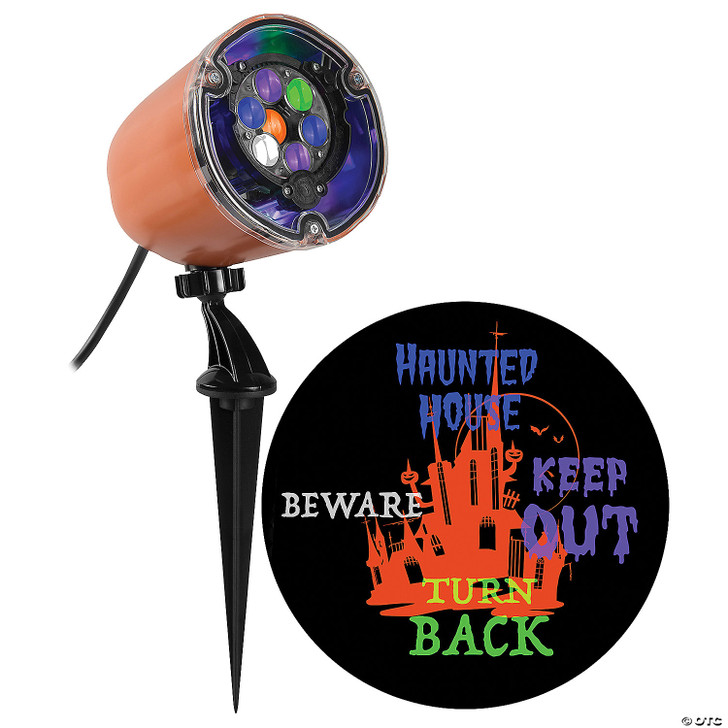 Lightshow Projection LED Haunted House with Whirling Spooky Warnings
