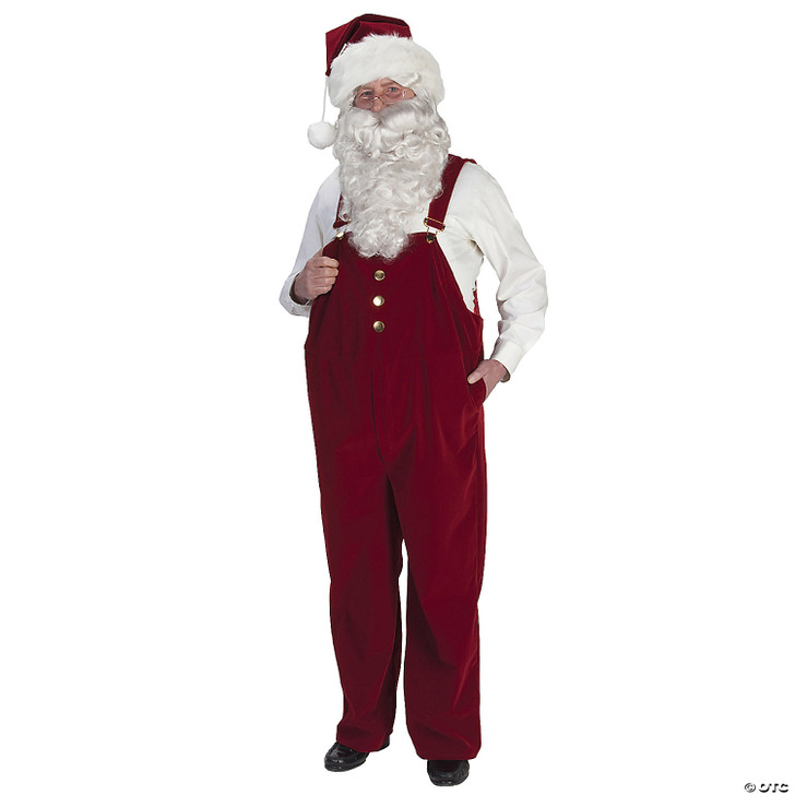 Burgundy Velvet Santa Overalls - Extra Large