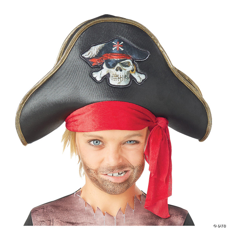 Kid's Black Pirate Hat with Jolly Roger
