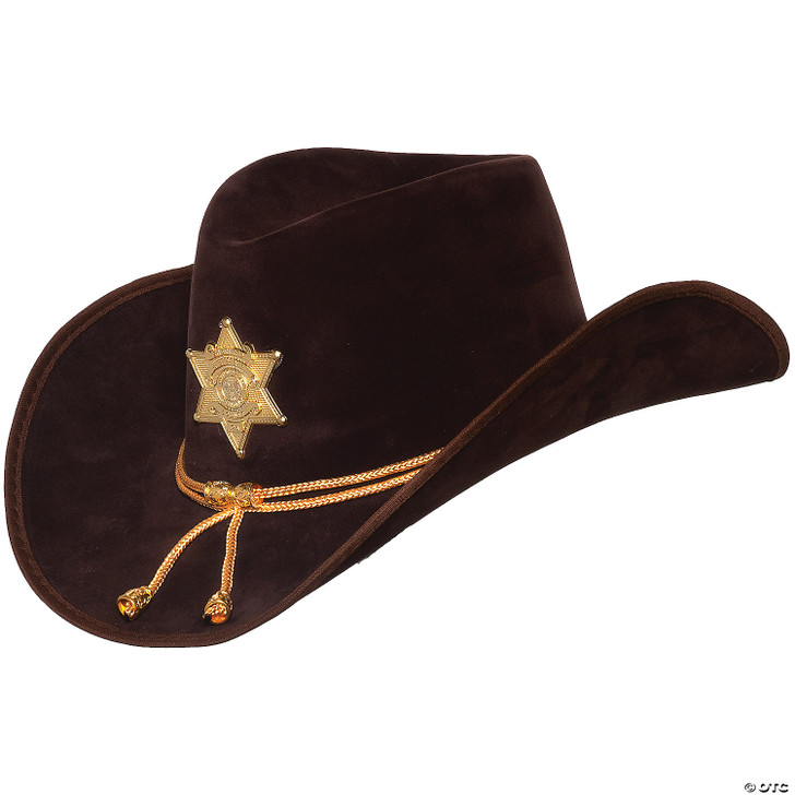 Adult's Brown Cowboy Sheriff Hat with Rope Hatband