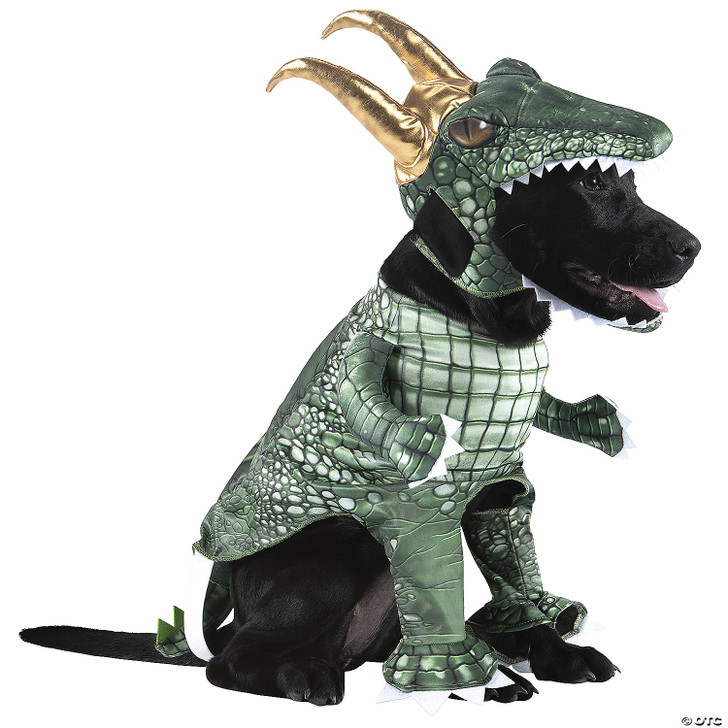 Alligator Loki Pet Costume 40-70 lbs, Back Length 18"-21", Chest 18"-25"